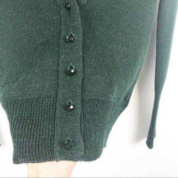 J. CREW forest green crystal button cardigan. - Picture 6 of 6